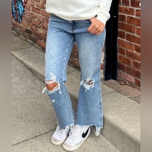 Insane Gene Denim - Insane Gene Wicked Trend Destroyed Straight Jeans, Sz 7/27 (runs big)